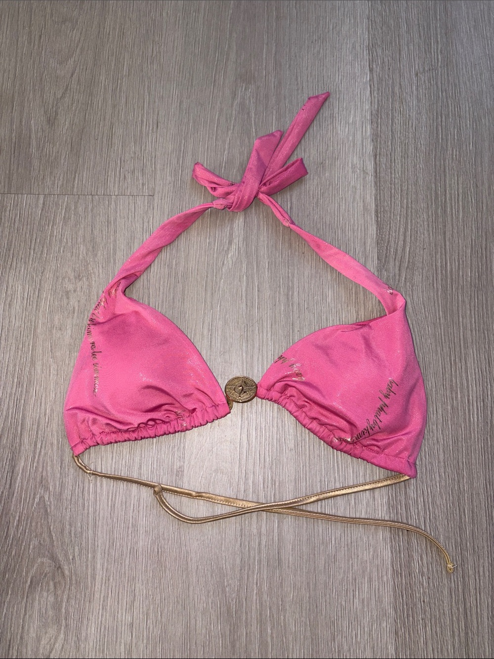 Baby Phat Pink Triangle Bikini Top with Gold Accent